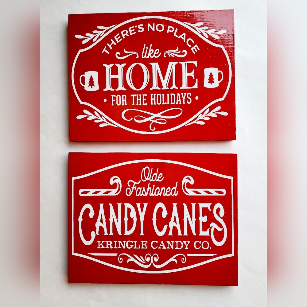 Set Of 2 Holiday Signs New Christmas Decor 9x12"